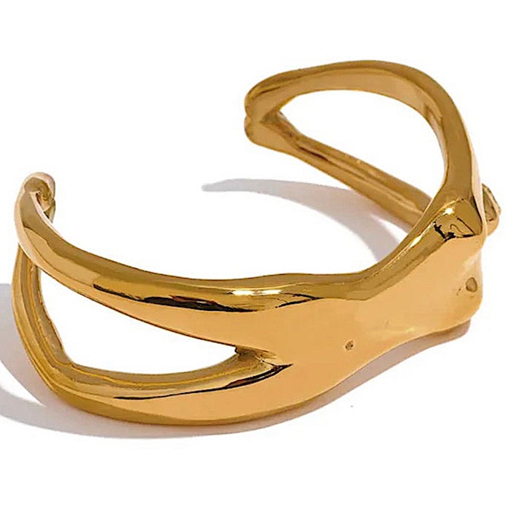 Stainless Steel Gold Body Figure Bangle Bracelet Statement Tarnish Free - Picture 6 of 14